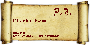 Plander Noémi névjegykártya