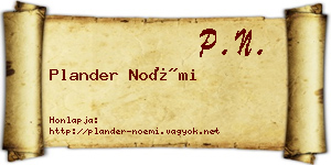 Plander Noémi névjegykártya